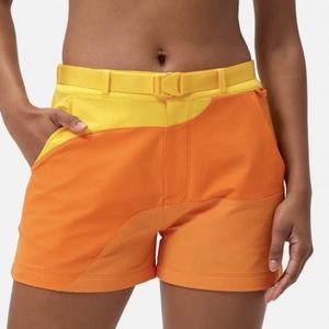 Outdoor Voices RecTrek orange color block athletic shorts